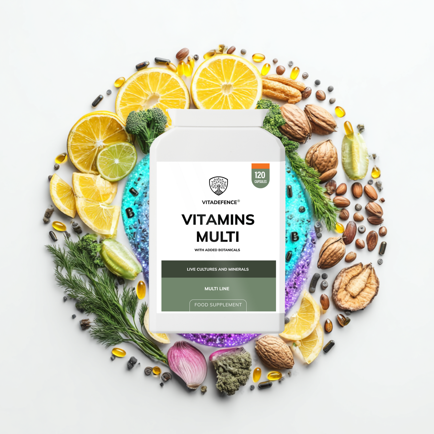 Vitadefence® Vitamins Multi | With Botanicals, Minerals & Live Cultures – 120 Capsules
