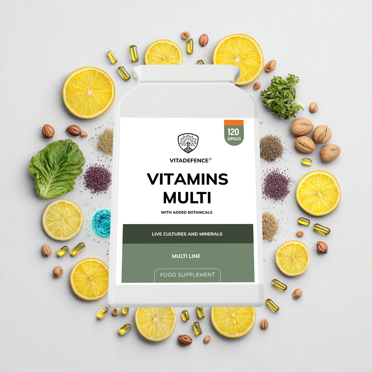Vitadefence® Vitamins Multi | With Botanicals, Minerals & Live Cultures – 120 Capsules