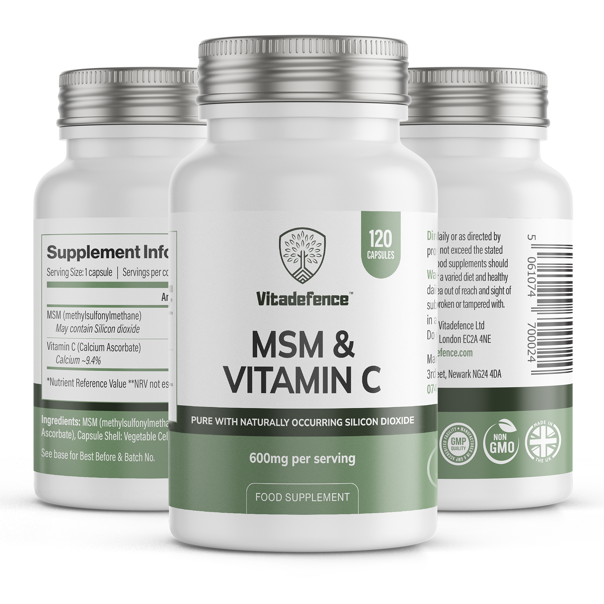 Vitadefence® MSM + Vitamin C | Vegan Capsules – 120 Count
