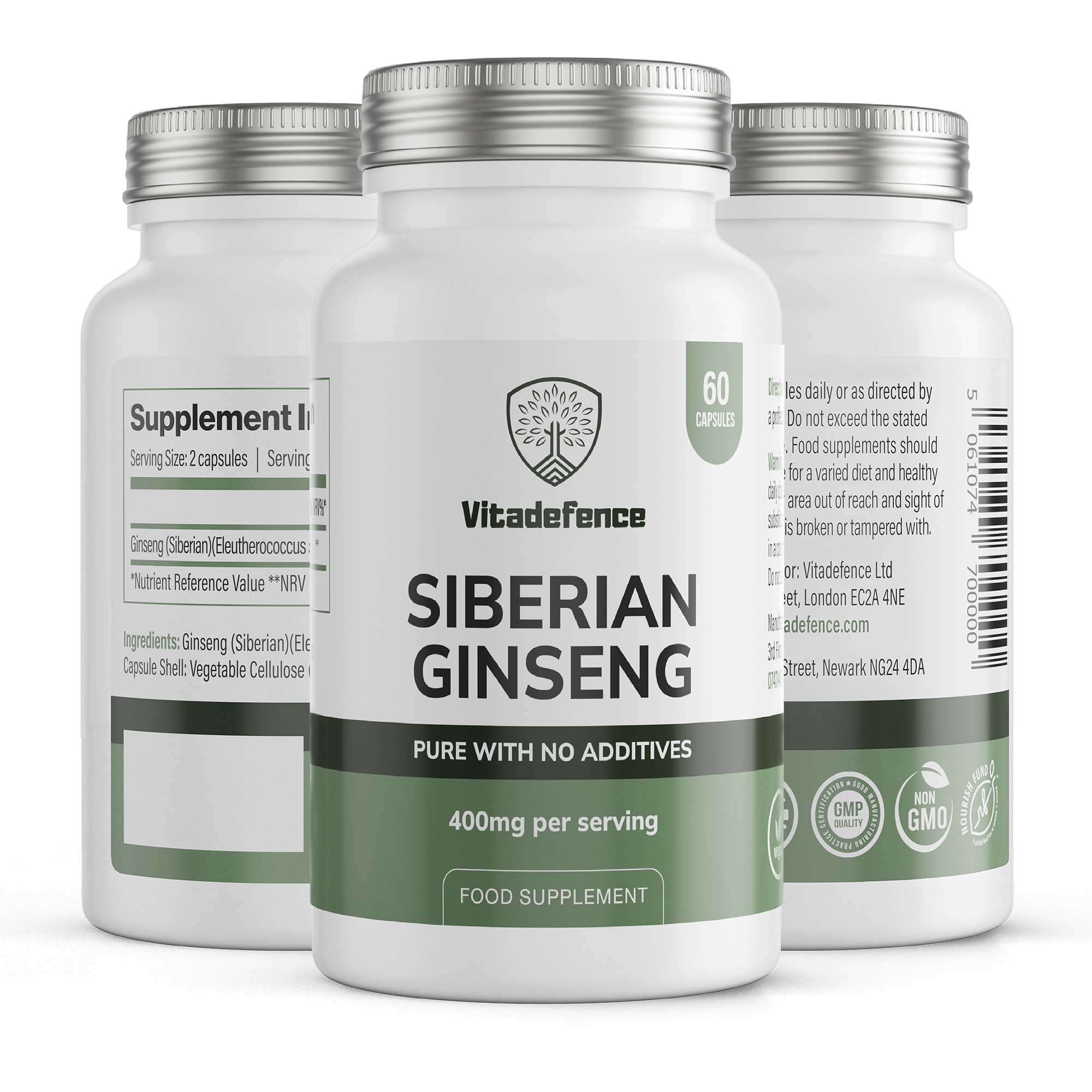 Vitadefence® Siberian Ginseng | 800 mg Vegan Capsules – 60 Count