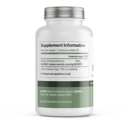 Vitadefence® Spirulina | 500 mg Vegan Capsules – 120 Count