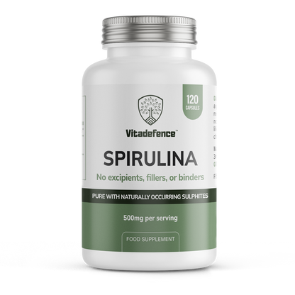 Vitadefence® Spirulina | 500 mg Vegan Capsules – 120 Count