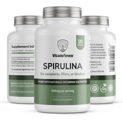 Vitadefence® Spirulina | 500 mg Vegan Capsules – 120 Count