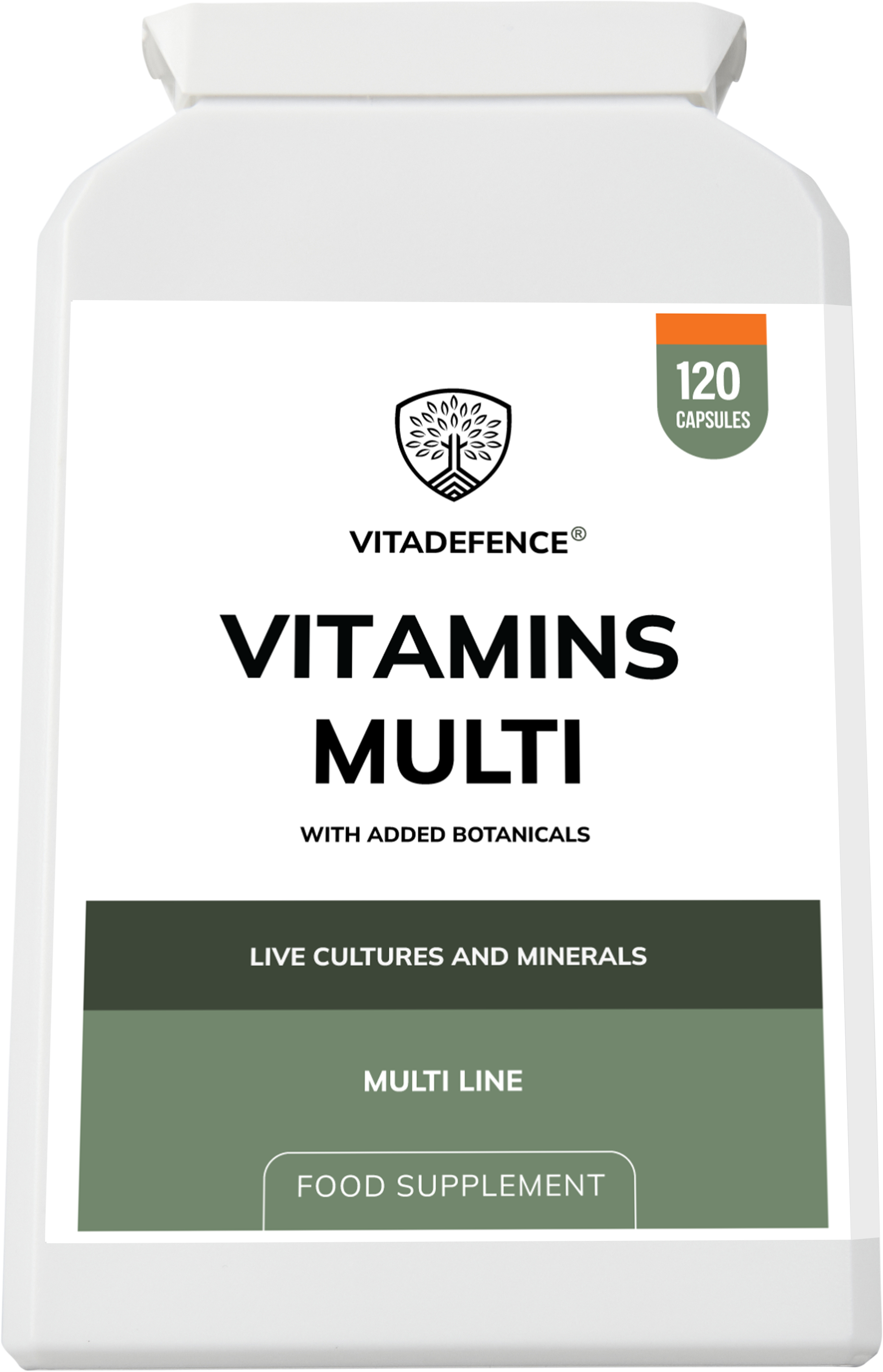 Vitamins Multi with Botanicals and Live Cultures - 120 Capsules Food Supplement by Vitadefence