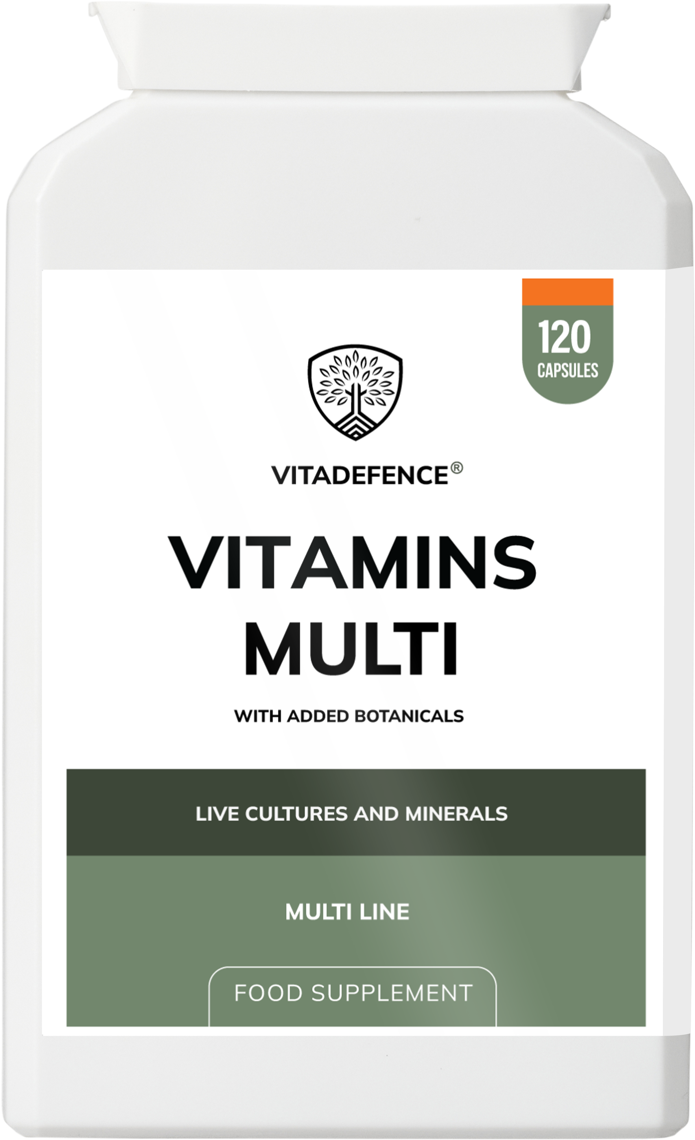 Vitamins Multi with Botanicals and Live Cultures - 120 Capsules Food Supplement by Vitadefence