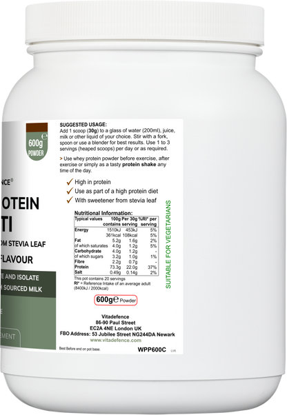 Vitadefence® Whey Protein Multi | Chocolate Flavour Protein Powder with Stevia – 600 g