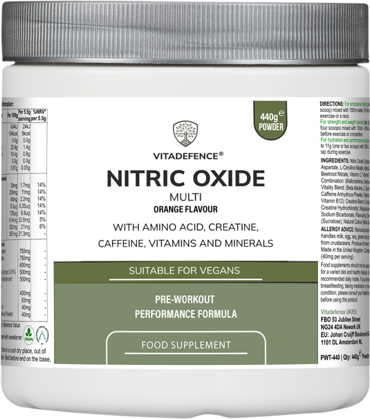 Nitric Oxide Multi | L-Arginine, L-Citrulline & Beetroot – 440g Powder -  Vitadefence® - Vitadefence®
