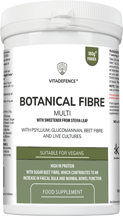Vitadefence® Botanical Fibre Multi | Fibre & Plant Blend with Glucomannan & Live Cultures – 300 g