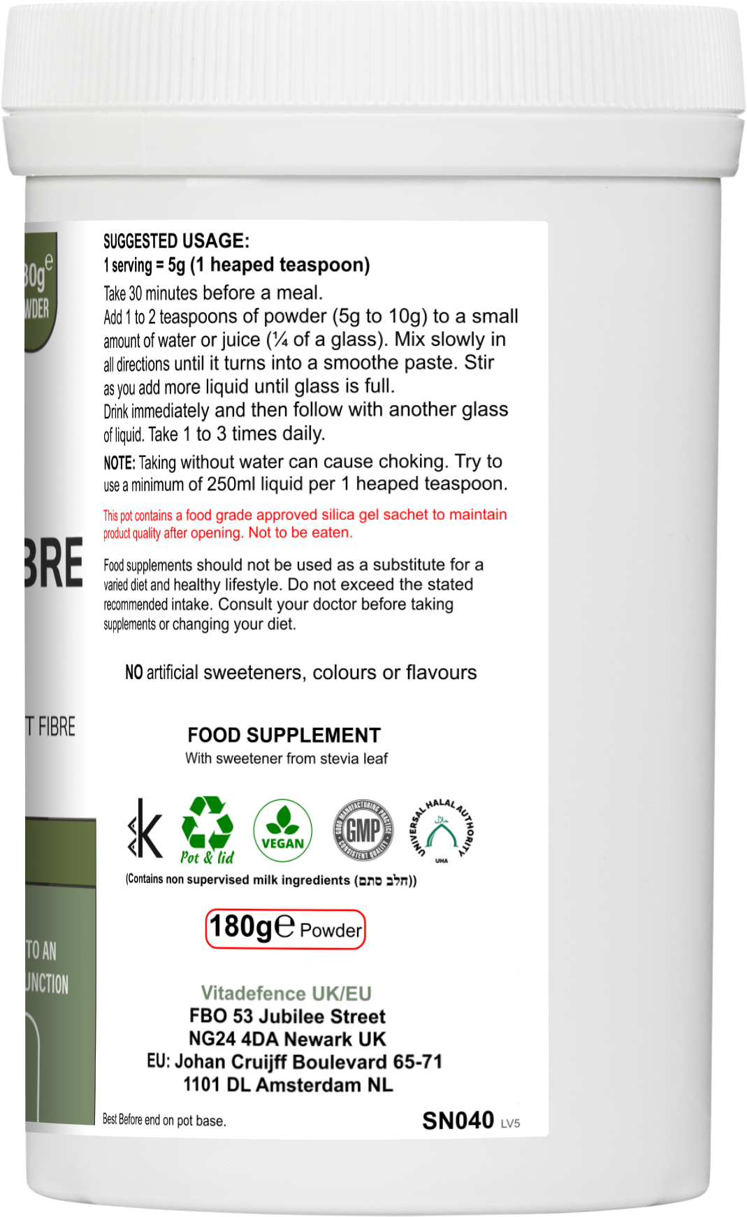 Vitadefence® Botanical Fibre Multi | Fibre & Plant Blend with Glucomannan & Live Cultures – 300 g