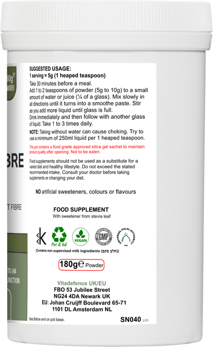 Vitadefence® Botanical Fibre Multi | Fibre & Plant Blend with Glucomannan & Live Cultures – 300 g