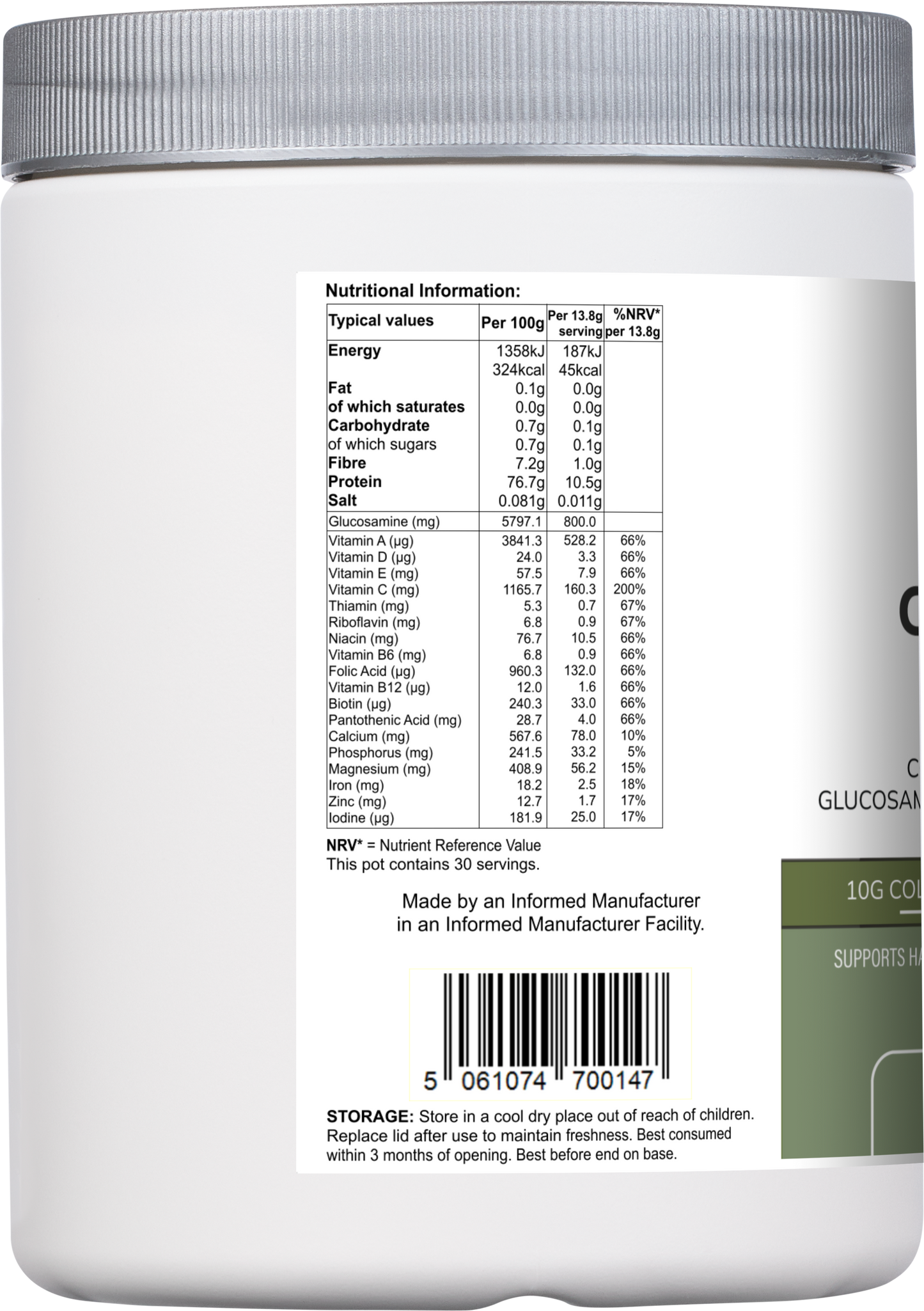 Vitadefence® Collagen Multi | Orange Flavour Powder with Glucosamine, Vitamins & Minerals – 415 g