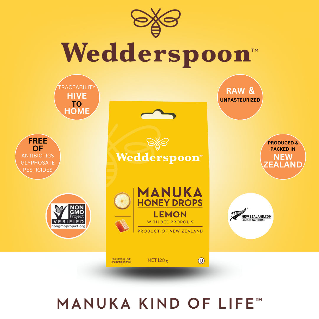 Wedderspoon Manuka Honey Drops Lemon Eucalyptus 20 Pack